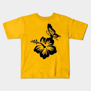 butterfly flower mode black Kids T-Shirt